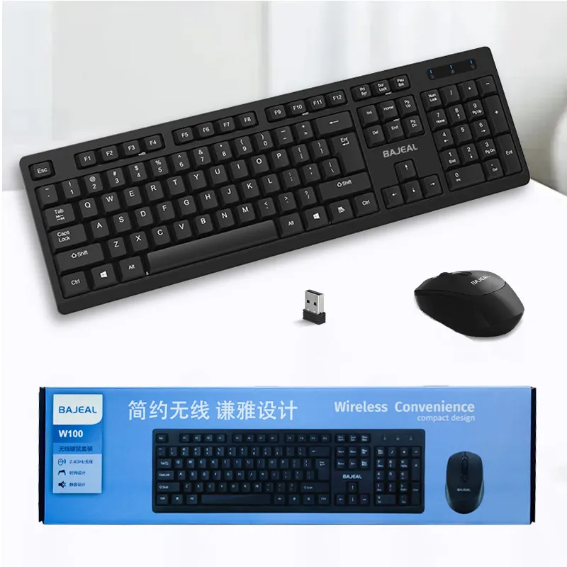 Factory Wholesale black mouse and keyboard USB Bluetooth adapter wireless connect computer laptop keyboard and mouse set