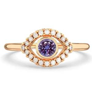 Alexandrite Bague en argent sterling 925 avec pierre de naissance Bague de mariage classique en rhodium pour femmes, adolescentes, filles, cadeaux d'anniversaire - Product Image 1