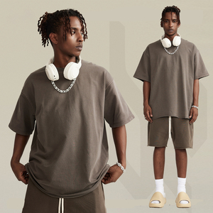 MT2559 थोक कस्टम प्रिंट कढ़ाई लोगो ग्राफ़िक 260 जीएसएम 100% कॉटन टी शर्ट धुली हुई टी-शर्ट - Product Image 3