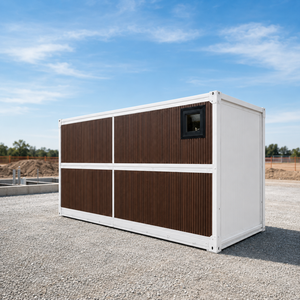 Casa Contenedor Modular Prefabricada Moderna de 20 Pies, Diseño Rectangular con Paneles de Madera y Puertas de Vidrio para Uso en Oficinas o Dormitorios - Product Image 5