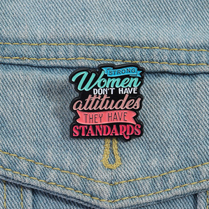 Thư Nữ Cô Gái quyền lực phụ nữ mạnh mẽ không có thái độ họ có tiêu chuẩn ve áo Pin huy hiệu kim loại nữ quyền men Pin - Product Image 2