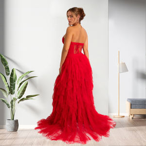 Nuevo en 2023, Vestido de Noche con Escote Corazón, Transparente, de Malla, con Abertura Alta, Estilo Princesa, para Fiesta de Graduación - Product Image 2