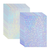 Film de superposition de papier autocollant holographique en verre Feuilles de stratifié holographique A4 en vinyle transparent pour photos