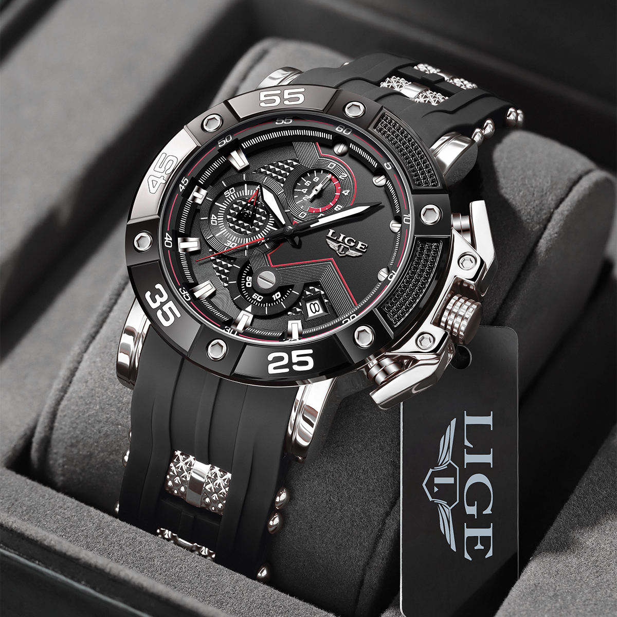 LIGE 89195 Men's Luxury Sport Quartz Watches Waterproof