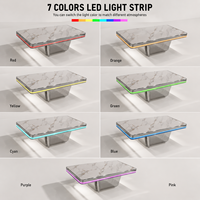 Table de bar extérieure haute avec éclairage LED, table basse carrée lumineuse, mobilier de salon à structure géométrique pour terrasse et toit