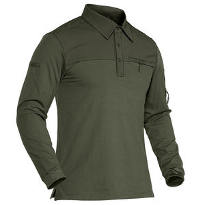 Kustom kaus Polo katun pria, seragam kerja Keselamatan Kerja cepat kering tembus udara lengan panjang - Product Image 1