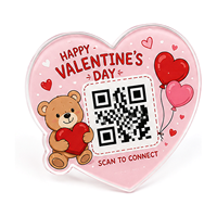 Placa de Acrílico Transparente Resistente a los Arañazos con Código QR en Forma de Corazón Rosa, Personalizada al por Mayor, para Decoración de Fiestas de San Valentín