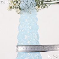 Dentelle florale bleue non élastique, bordure en dentelle douce de 9 cm de large pour robe, jupe, chemisier, décoration de vêtements, couture