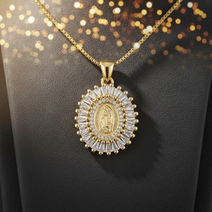 Colgante <span class=keywords><strong>de</strong></span> la <span class=keywords><strong>Virgen</strong></span> María, Nuestra Señora <span class=keywords><strong>de</strong></span> <span class=keywords><strong>Guadalupe</strong></span>, con Circonitas Multicolores, Chapado en Oro <span class=keywords><strong>de</strong></span> 18K sobre Cobre, Regalo Católico, Joyería Religiosa - Product Image 4