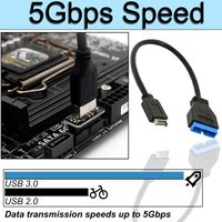 Câble d'extension adaptateur USB 3.1 Type-E mâle IDC20P mâle, 20 broches, 20 cm, conducteur en cuivre nu isolé PVC, 12V, pour ordinateur