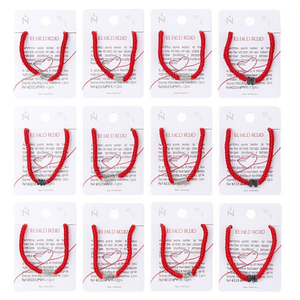Bracciale in acciaio inossidabile con corda rossa intrecciata a mano, set da 12 pezzi per gioielli da donna alla moda - Product Image 2