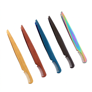 Juego de Pinzas para Cejas de Acero Inoxidable con Punta Puntiaguda, Duraderas, Estilo Moderno, con Función de Peine - Product Image 3