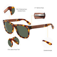 Lunettes de soleil polarisées DUNGU AW8022 en bois et acétate TAC, monture carrée tendance, légères et confortables, protection UV, monture intégrale