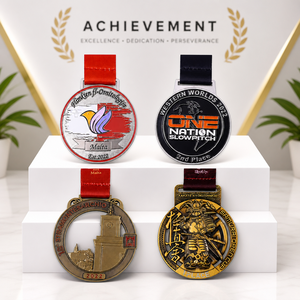 Maßgefertigte Sportmedaille Hohl Antik-Bronze Emaille Slowpitch Karate Samurai <span class=keywords><strong>Malta</strong></span> Architektur Auszeichnung Wettbewerbsband - Product Image 1