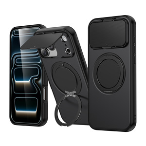เคสซิลิโคนเจลแม่เหล็กแบบหมุนได้ สำหรับ <span class=keywords><strong>iPhone</strong></span> 14/15/16/17 <span class=keywords><strong>Pro</strong></span> Max/18 <span class=keywords><strong>Pro</strong></span> Max พร้อมขาตั้ง ป้องกันการตกกระแทก สไตล์ Ins - Product Image 1