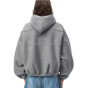 Custom Baggy Zipped Hoodie Unisex Cotton 500 Gsm Oversized Fleece Boxy Zip Hoodie Heavyweight Cropped Zip up Hoodie Manufacturer - Product Image 2