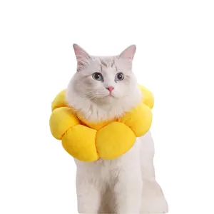 Groothandel Post-Operatieve Wondgenezing Anti-Likken Pet Nek Ring Verstelbare Zachte Zonnebloem Schattige Kattenhalsband