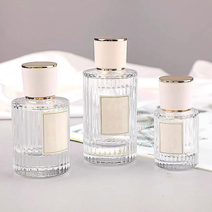 New Design Free Sample 30ml 50ml 100ml Clear Vertical Stripe Screw Spray <b>Atomizer</b> Oil <b>Perfume</b> Empty Bottle with Gold Cap - Product Image 5