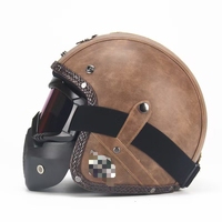 Nouveau casque moto demi-coque rétro ABS toutes saisons Big Turtle King Pedal avec visière noire