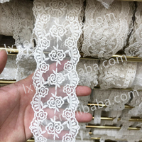 Ruban en dentelle blanche, dentelle florale, dentelle élastique pour l'artisanat, la décoration, la fabrication de nœuds pour cheveux et l'emballage de cadeaux