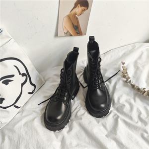 Bottes à lacets en PU doublées polaire, à talon épais et rivets, pour femme, collection automne/hiver, provenant directement de l'usine, tendance - Product Image 3