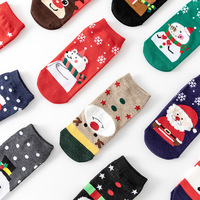 Chaussettes de Noël pour femme, mignonnes, chaudes, en coton, motif de dessin animé, Père Noël, élan, respirantes et antidérapantes