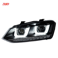 Conjunto de Faros LED LKS para Volkswagen Polo 2011-2018, Estilo Doble U, Lente de Proyector Doble, LED DRL, Señal de Giro Dinámica Secuencial