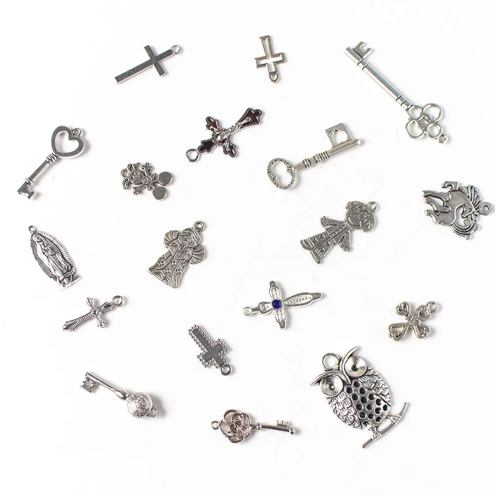 Custom Key Cross Mix Shape Pendant Zinc Alloy Plated Jewelry Pendant In Stock Metal Connector Charm Pendant for DIY Necklace