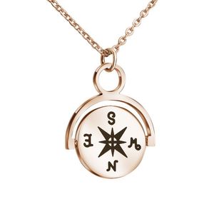 Collier personnalisé avec gravure de lettre, pendentif boussole rotative en acier inoxydable - Product Image 6