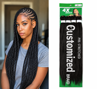 Lot de 4 mèches de cheveux à tresser pré-étirées de 60 pouces, 320g, Yaki, ignifuges, sans démangeaisons, pour tresses au crochet sans nœuds, fixation à l'eau chaude
