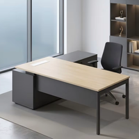 Meubles de bureau modernes, poste de travail exécutif, bureau en forme de L avec armoire latérale pour bureau de direction