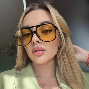 Lunettes <span class=keywords><strong>de</strong></span> <span class=keywords><strong>soleil</strong></span> rétro à double pont, grande monture personnalisée, pour <span class=keywords><strong>femme</strong></span>, protection solaire, vente en gros, nouvelle collection, best-seller - Product Image 2