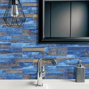 Pegatina Retro con patrón de madera azul, paneles de pared autoadhesivos, pegatina de pared de espuma <span class=keywords><strong>Eva</strong></span> gruesa mate, papel tapiz 3D para decoración de casa - Product Image 5