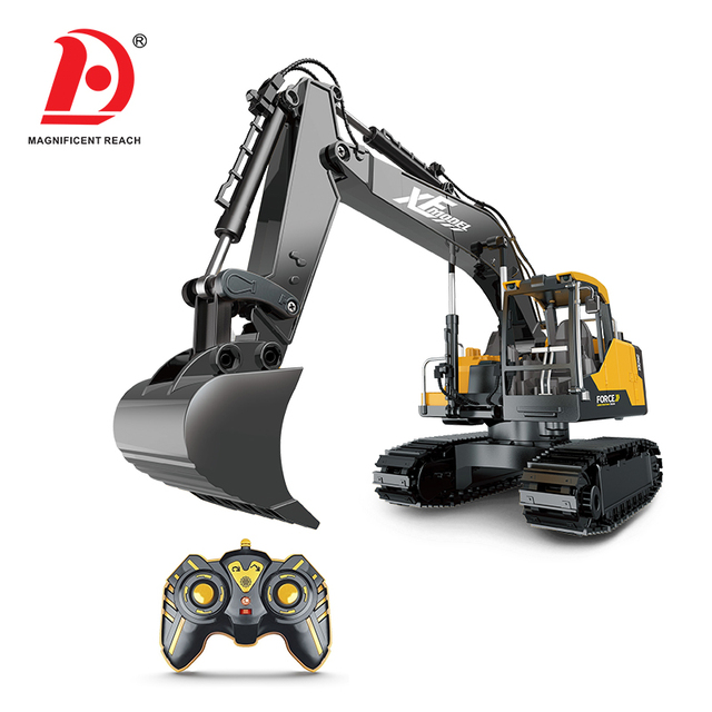 2.4GHz Remote Control Excavator Toy 6 Channel RC Engineering Digger Truck Rechargeable Construction Vehicle with USB Charging