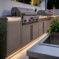 Mueble de Cocina Modular Integrado de Acero Inoxidable 304 para Exteriores, Cocina para Asados Resistente a la Intemperie y a la Lluvia, Muebles de Jardín con Almacenamiento