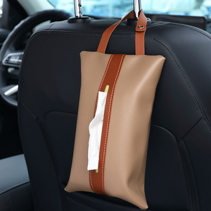 Cajas de papel de tejido Facial para colgar en el hogar, bolsa dispensadora de servilletas de cuero PU para mesa, soporte de tejido moderno para coche - Product Image 6