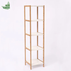 Large 5 Tier Bamboo <strong>Storage</strong> Shelf <strong>Tall</strong> White Organizer Rack With Adjustable Shelves for <strong>Storage</strong> in Bathroom Laundry or Pantry - Product Image 4