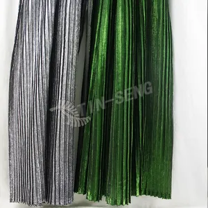 Polyester Knitted Metallic Pleated Fabric from Facoty Direct Supply for Women's Skirt Lurex