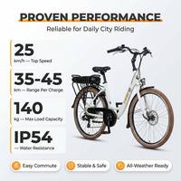 Vélo électrique urbain pour adultes 26 pouces, batterie lithium 36V 14.4Ah, moteur sans balais 250W, freins à disque, cadre en aluminium léger, stock UE