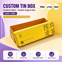 Boîtes à thé personnalisées en métal jaune rectangulaires pour thé, boîtes à thé à la peau de mandarine Chen Pi, emballage cadeau, fournisseur en gros, sur mesure