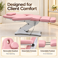 Table de massage électrique rose pour esthéticienne, fauteuil inclinable réglable pour salon de beauté