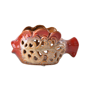 Passoire et égouttoir multifonction en céramique creuse pour poissons et fruits, porte-bougie décoratif coupe-vent, organisateur d'objets de petite taille - Product Image 1