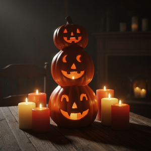 Lanterne de style <span class=keywords><strong>vintage</strong></span>, décoration lumineuse empilable pour la maison, fête, Halloween, ornement de jardin extérieur, lampe citrouille d'Halloween - Product Image 1