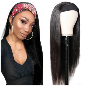 Bakire brezilyalı manikür hizalanmış 100% İnsan saç bandı peruk siyah kadınlar için toptan tutkalsız olmayan dantel peruk özelleştirilmiş stilleri