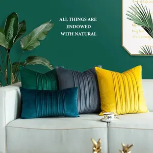 Sarung Bantal Lempar Warna-warni Mewah, Penutup Bantal Berlipat Beludru Modern, Sarung Bantal Mewah Ungu