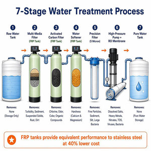 Cost-Effective Industrial FRP Reverse Osmosis System LPH CE RoHS <b>Water</b> <b>Filter</b> for <b>Bottled</b> <b>Water</b> Plant - Product Image 3