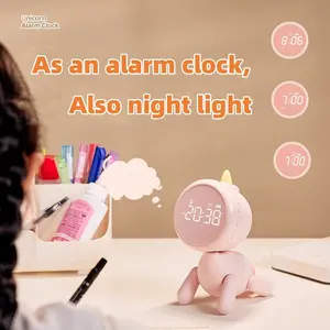 SENKAI akıllı taşınabilir elektronik dijital masa unicorn çalar saat güvenli silikon uyku eğitmen çocuk saat gece lambası