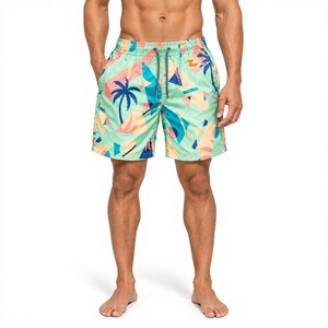 Shorts de baño para hombre con estampado geométrico, de secado rápido, con bolsillos, cintura media, cordón ajustable, informales, para la playa, en venta. - Product Image 1