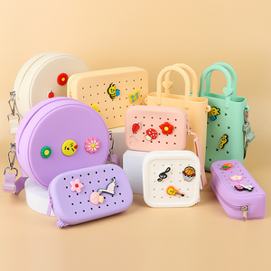 Bán buôn Silicone tự làm bãi biển túi nhỏ bogg Túi Silicone trang điểm bàn chải túi trái tim đồng xu Ví Silicone bút chì trường hợp - Product Image 3