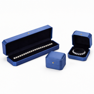 Jewelry Set Box Luxury Custom Rigid Hinged Leatherette Jewelry Gift Box Velvet Insert Foil Stamping Custom Logo Wholesale - Product Image 1